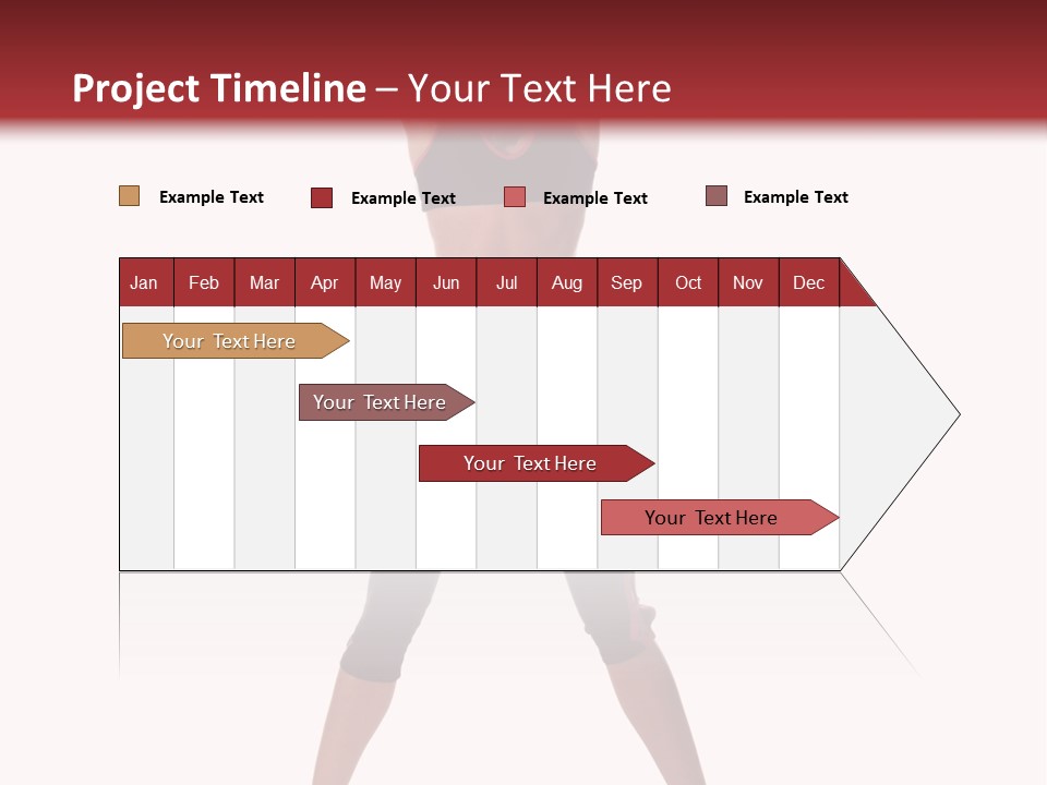 Young Woman Working Out In The Gym Stretches And Raises A Medicine Ball Above Her Head PowerPoint Template