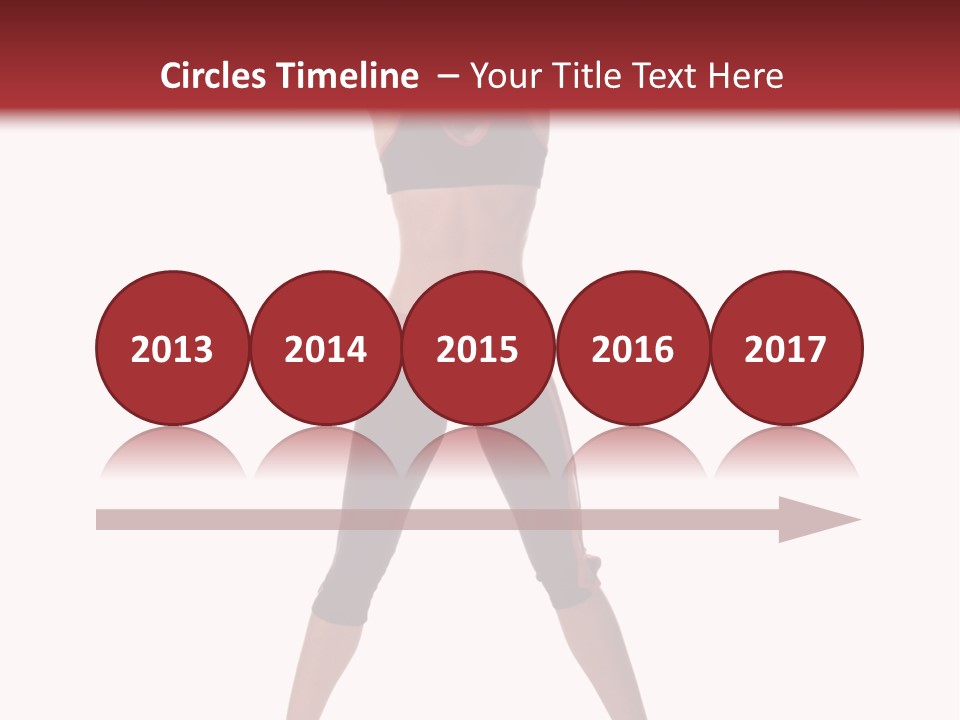 Young Woman Working Out In The Gym Stretches And Raises A Medicine Ball Above Her Head PowerPoint Template