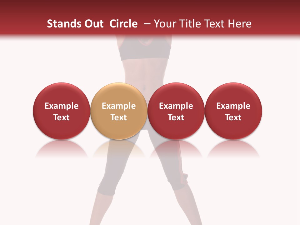 Young Woman Working Out In The Gym Stretches And Raises A Medicine Ball Above Her Head PowerPoint Template