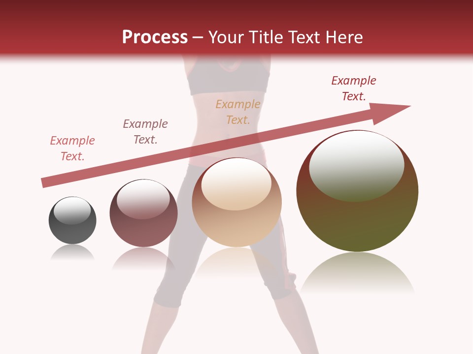 Young Woman Working Out In The Gym Stretches And Raises A Medicine Ball Above Her Head PowerPoint Template