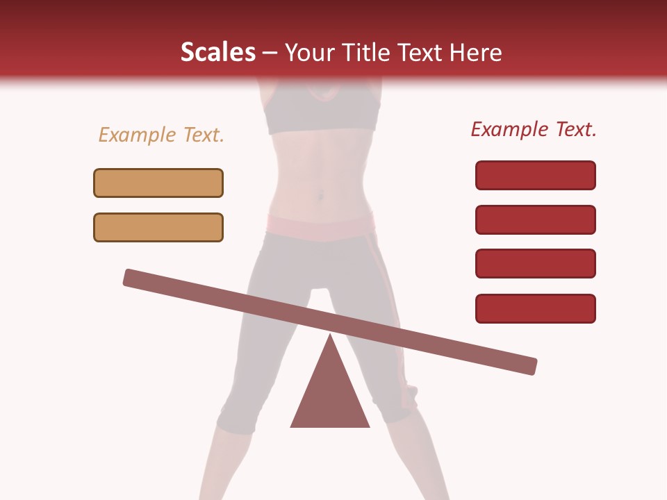 Young Woman Working Out In The Gym Stretches And Raises A Medicine Ball Above Her Head PowerPoint Template