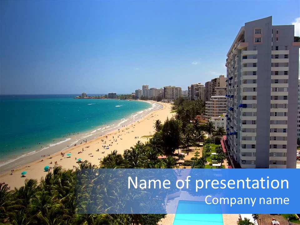 A View Of Isla Verde Beach In San Juan, Puerto Rico, Usa. PowerPoint Template