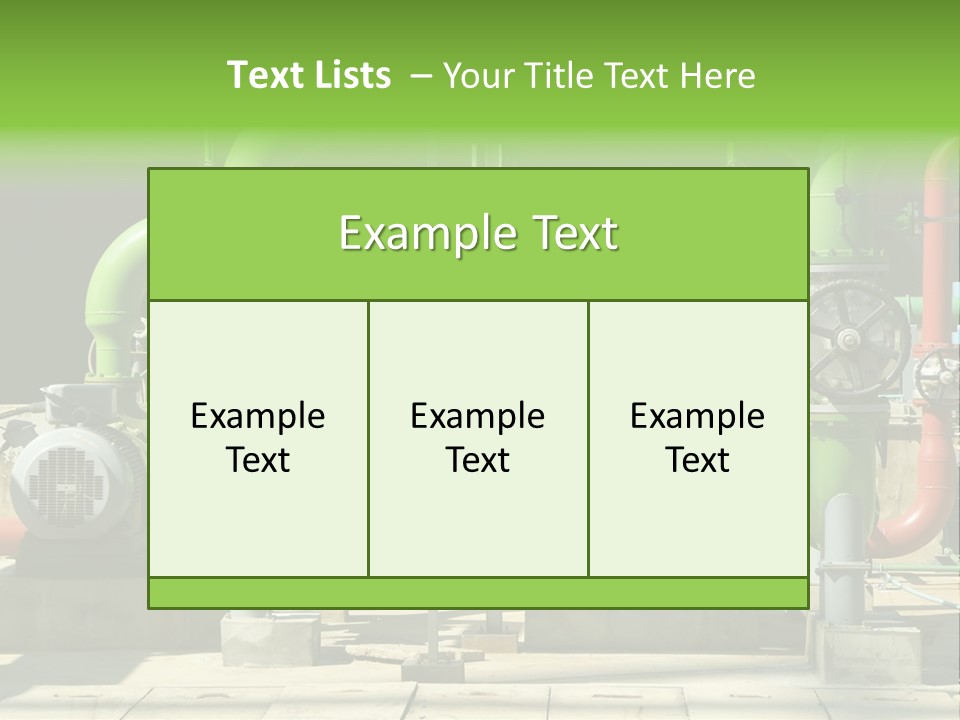 Pumps, Valves And Green Steel Pipes At Industrial Cooling Tower. PowerPoint Template