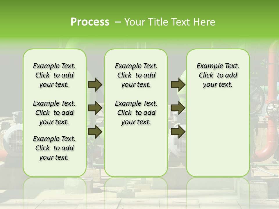 Pumps, Valves And Green Steel Pipes At Industrial Cooling Tower. PowerPoint Template