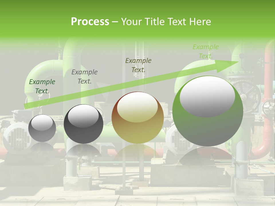 Pumps, Valves And Green Steel Pipes At Industrial Cooling Tower. PowerPoint Template