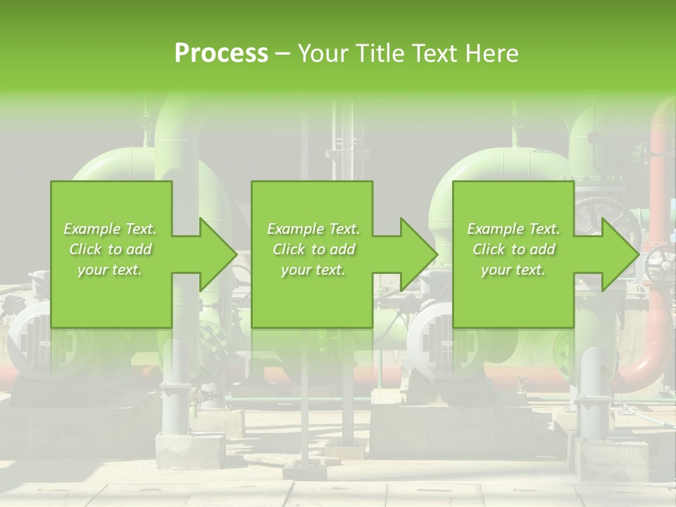 Pumps, Valves And Green Steel Pipes At Industrial Cooling Tower. PowerPoint Template