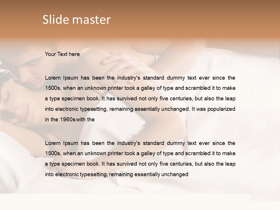 Young Couple Kissing And Hugging On The Bed In Bedroom PowerPoint Template