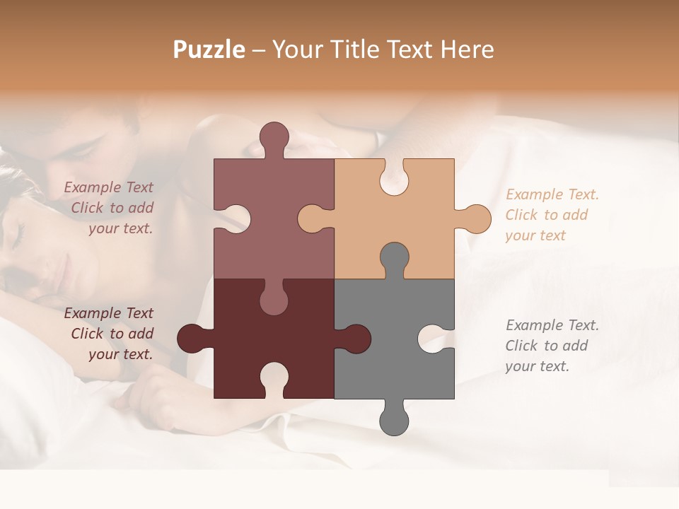 Young Couple Kissing And Hugging On The Bed In Bedroom PowerPoint Template