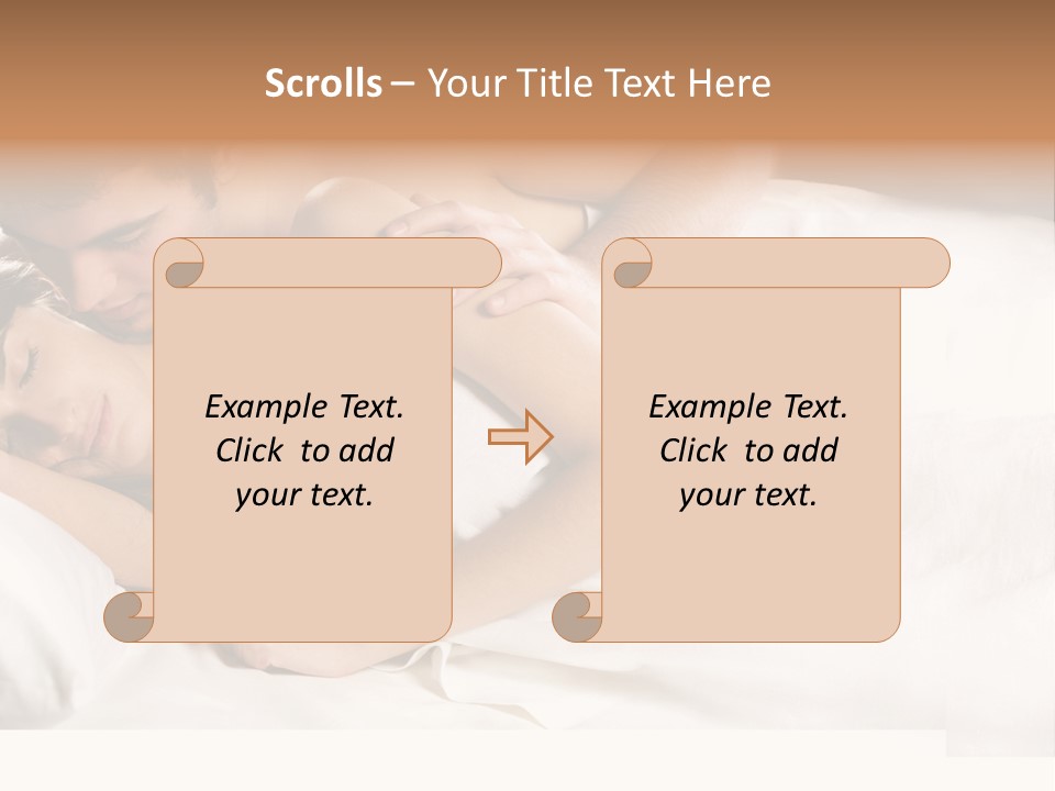 Young Couple Kissing And Hugging On The Bed In Bedroom PowerPoint Template