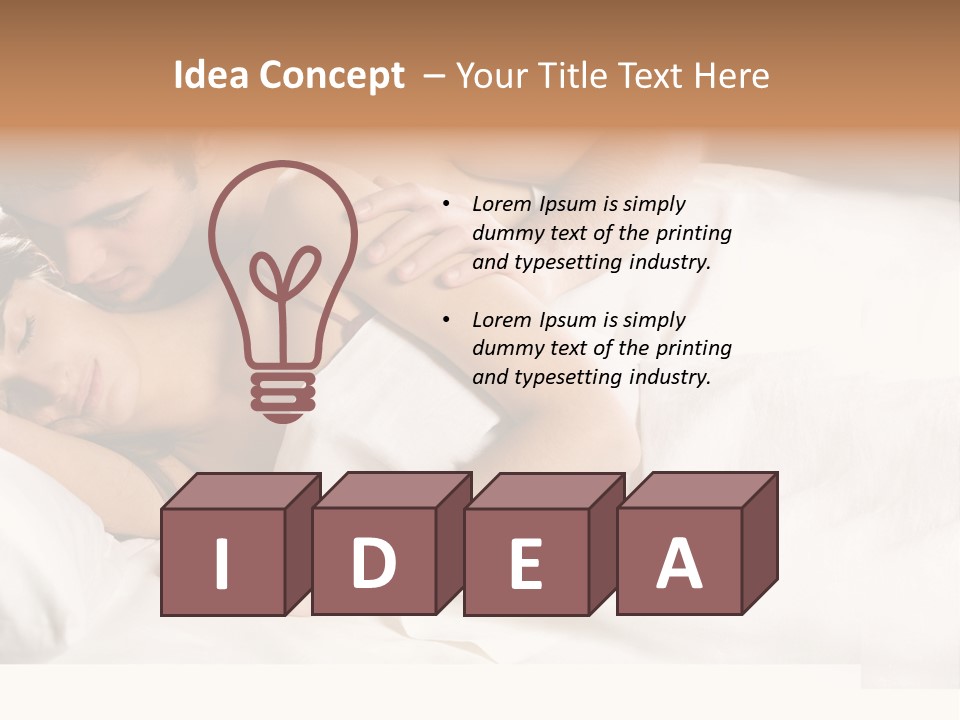 Young Couple Kissing And Hugging On The Bed In Bedroom PowerPoint Template