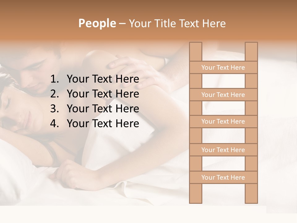 Young Couple Kissing And Hugging On The Bed In Bedroom PowerPoint Template