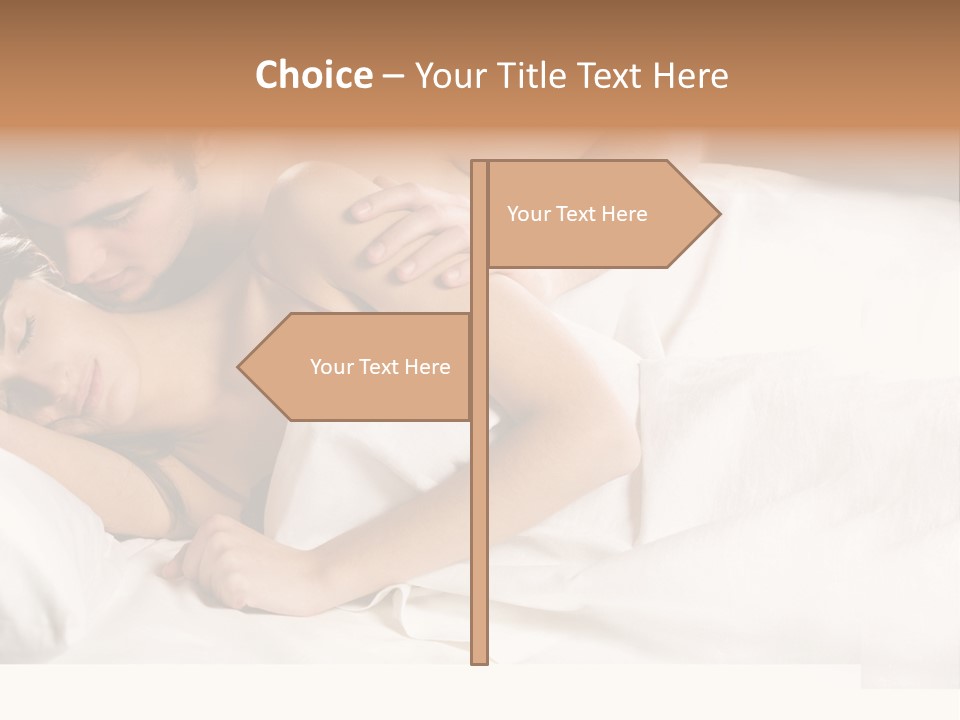 Young Couple Kissing And Hugging On The Bed In Bedroom PowerPoint Template