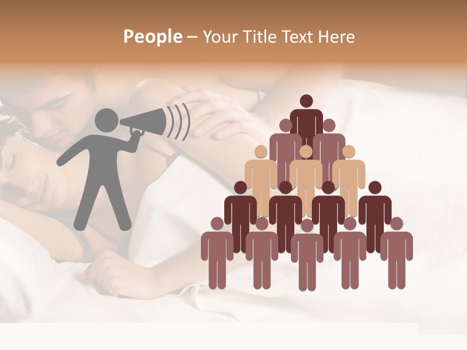 Young Couple Kissing And Hugging On The Bed In Bedroom PowerPoint Template