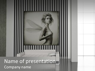 Modern Interior With The Fashionable Picture. PowerPoint Template