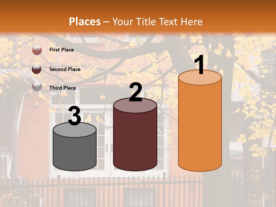 Residential House And Tree In The Fall PowerPoint Template