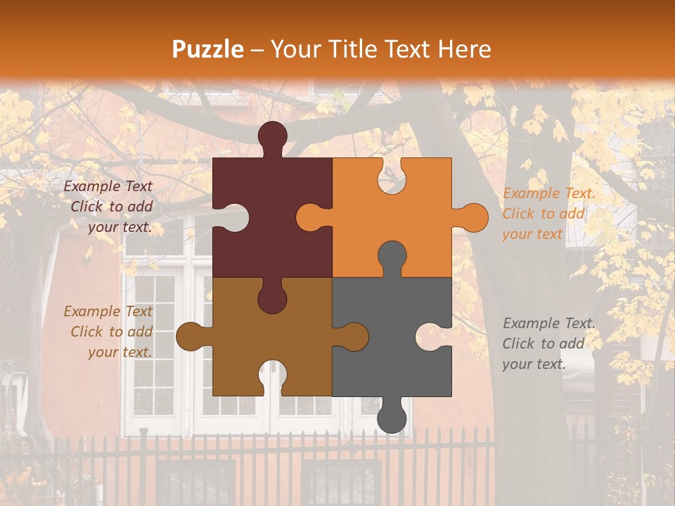 Residential House And Tree In The Fall PowerPoint Template