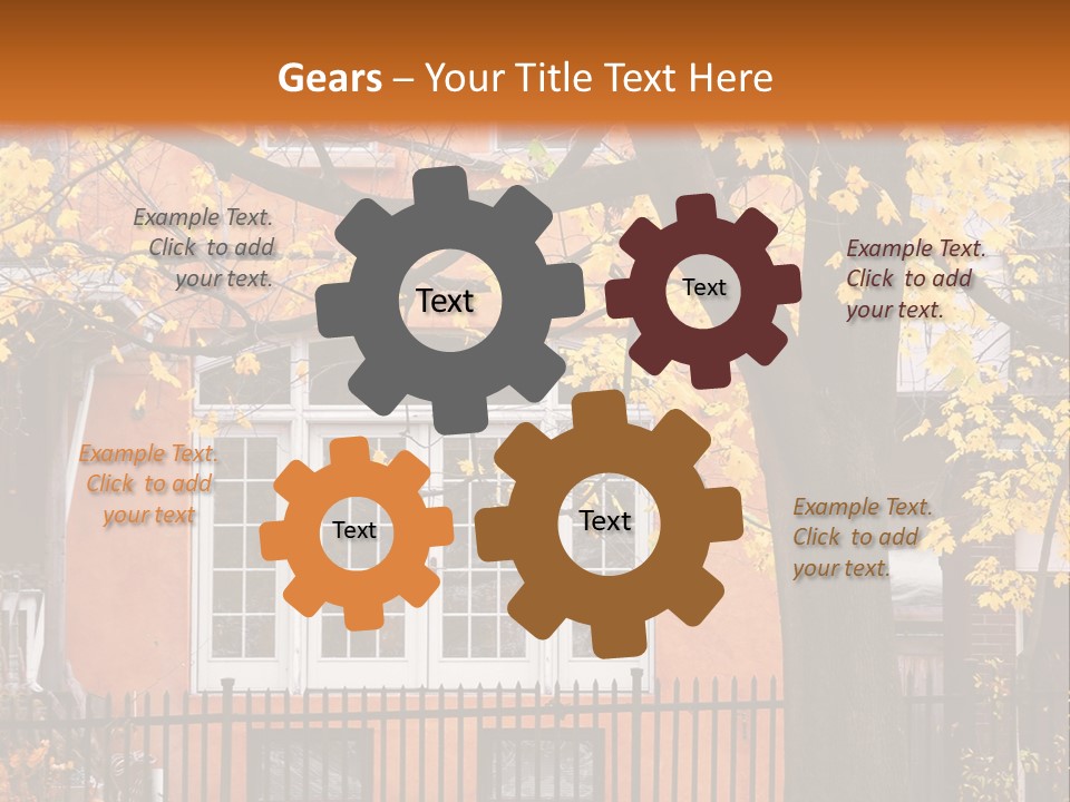 Residential House And Tree In The Fall PowerPoint Template