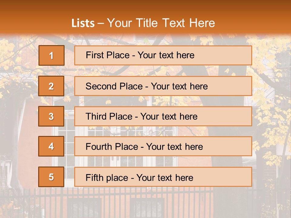 Residential House And Tree In The Fall PowerPoint Template