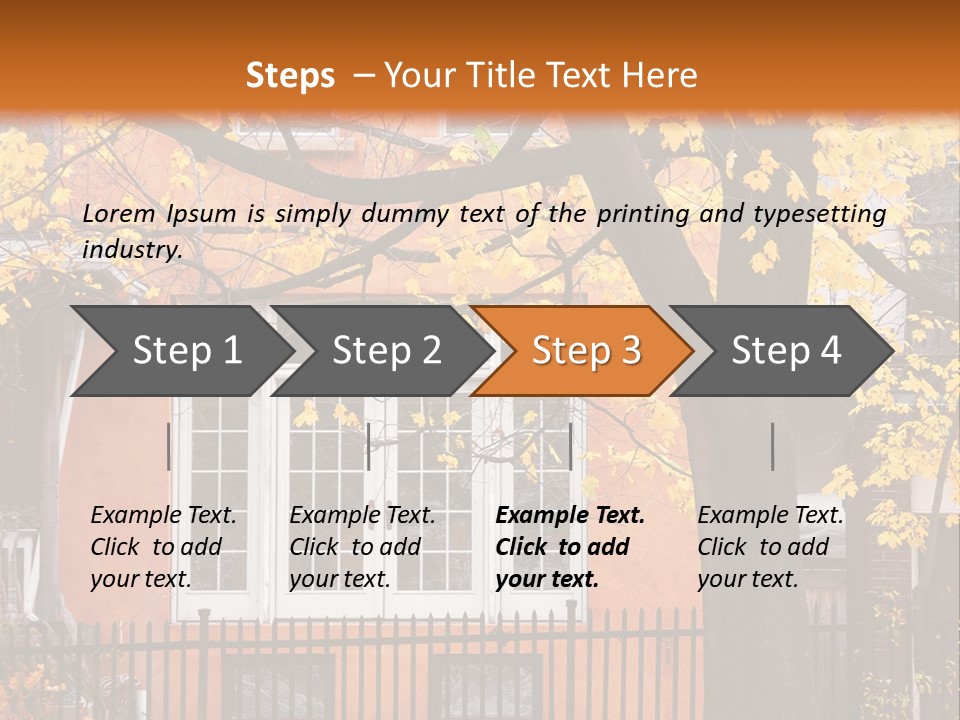 Residential House And Tree In The Fall PowerPoint Template