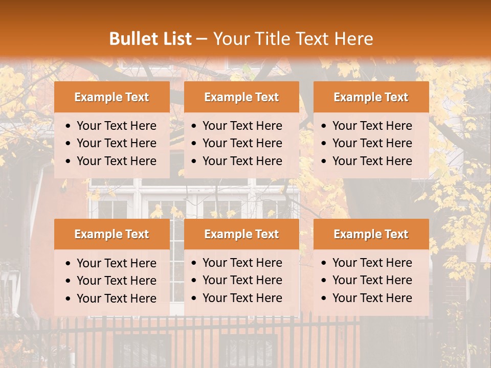 Residential House And Tree In The Fall PowerPoint Template