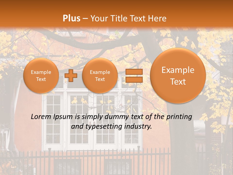 Residential House And Tree In The Fall PowerPoint Template