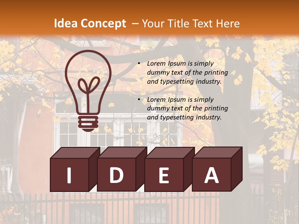 Residential House And Tree In The Fall PowerPoint Template