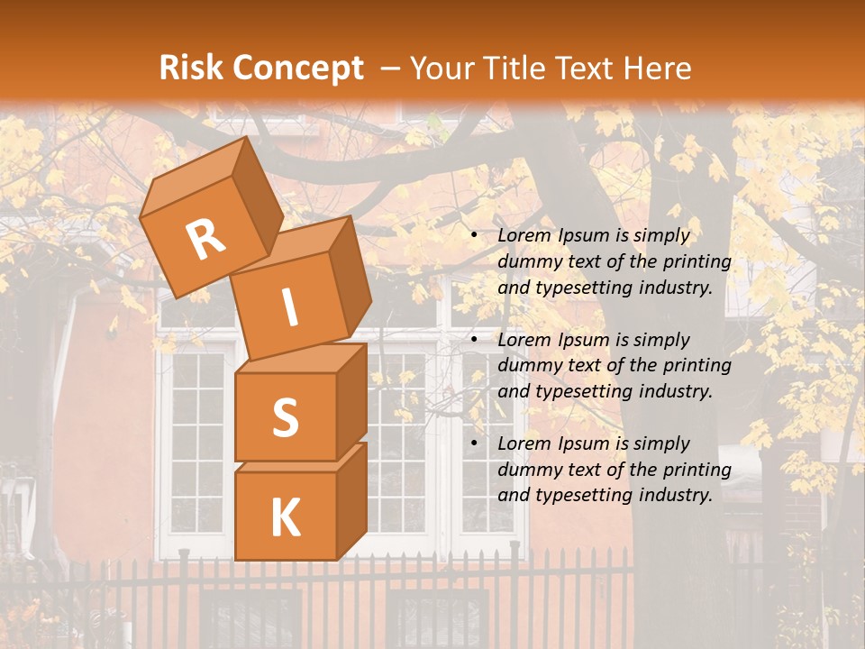 Residential House And Tree In The Fall PowerPoint Template