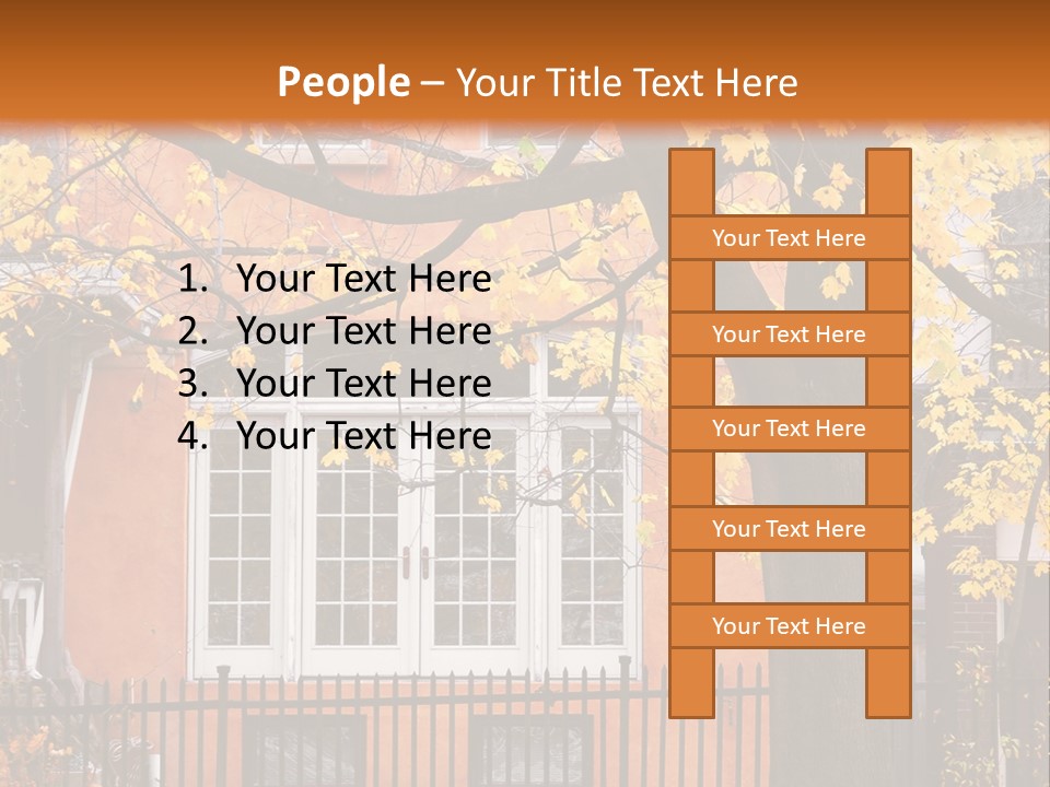 Residential House And Tree In The Fall PowerPoint Template