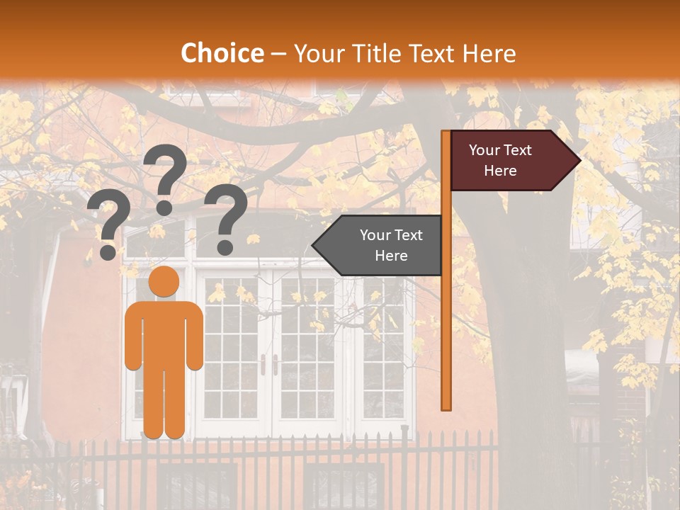 Residential House And Tree In The Fall PowerPoint Template