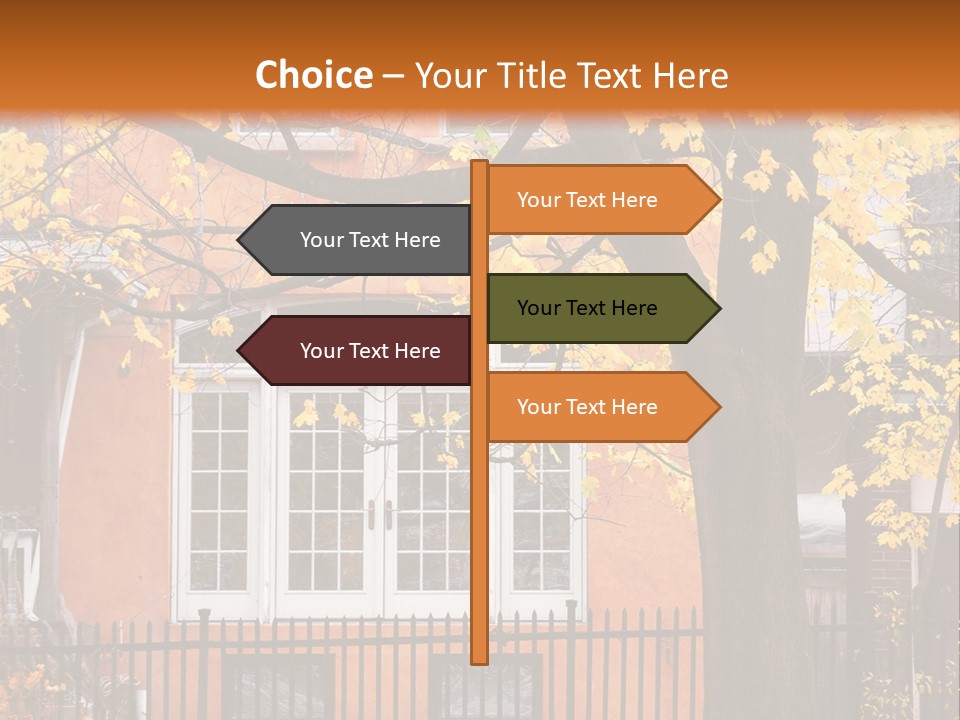 Residential House And Tree In The Fall PowerPoint Template
