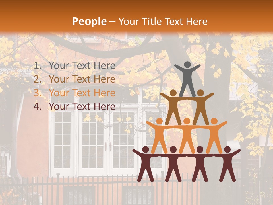 Residential House And Tree In The Fall PowerPoint Template