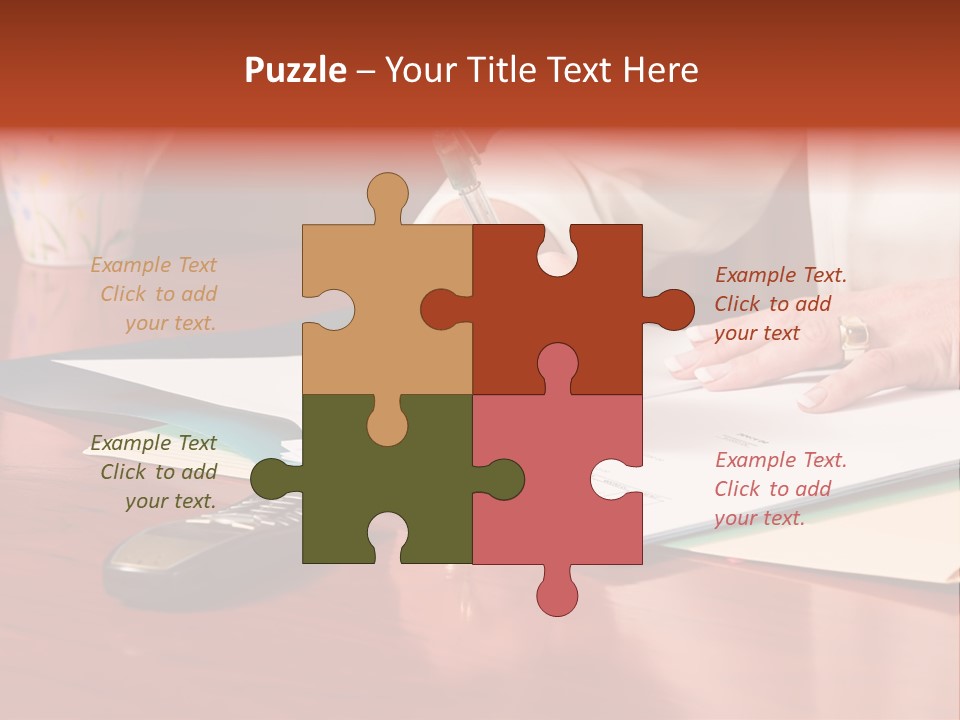 Business Woman Busy With Paper Work 4 PowerPoint Template