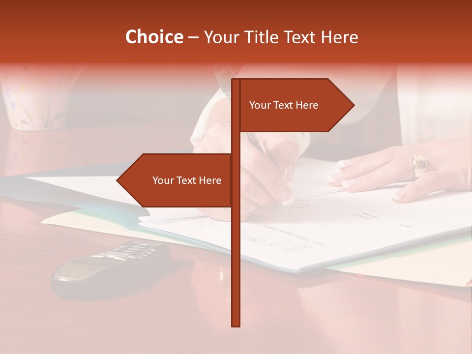 Business Woman Busy With Paper Work 4 PowerPoint Template