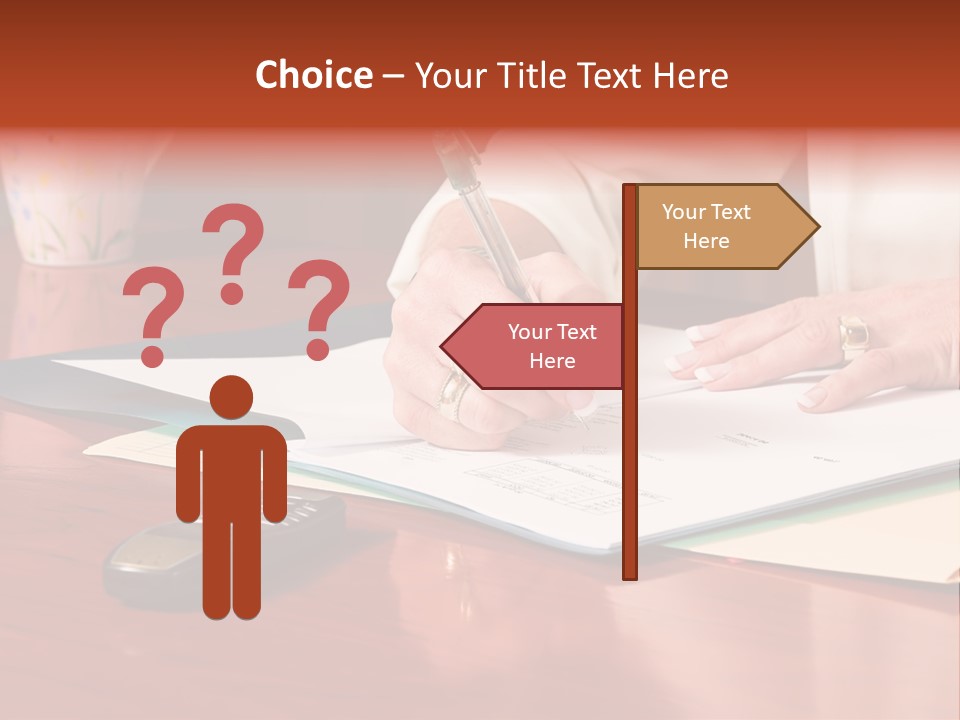 Business Woman Busy With Paper Work 4 PowerPoint Template