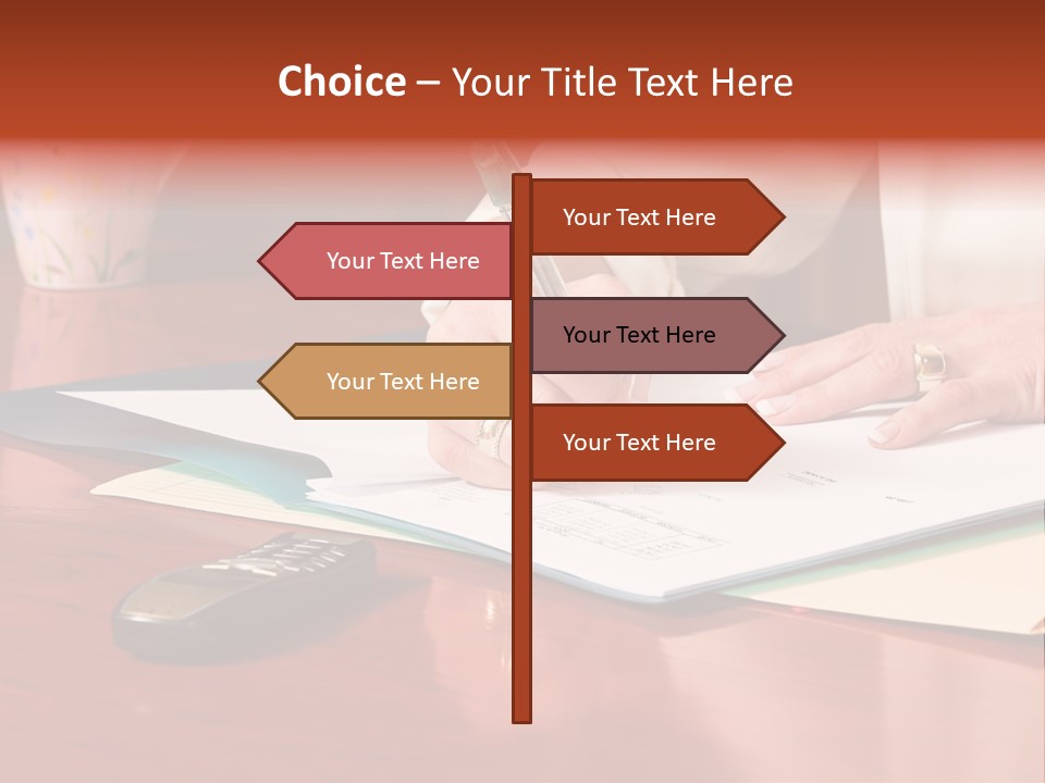 Business Woman Busy With Paper Work 4 PowerPoint Template