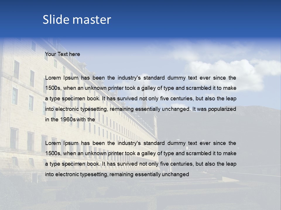 El Escorial Monastery, View From The Garden, Madrid, Spain PowerPoint Template