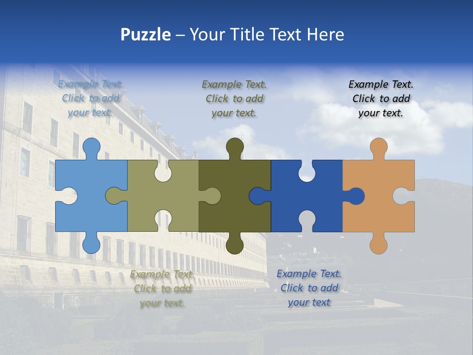 El Escorial Monastery, View From The Garden, Madrid, Spain PowerPoint Template