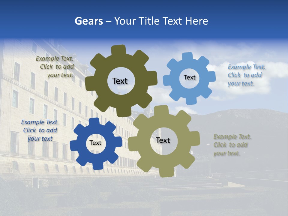 El Escorial Monastery, View From The Garden, Madrid, Spain PowerPoint Template