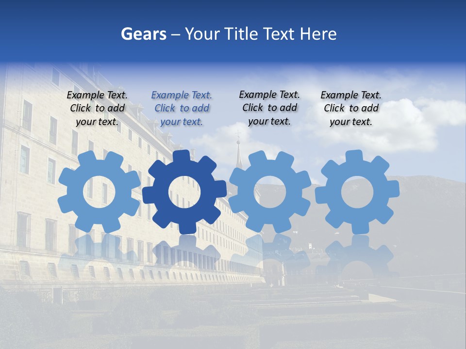 El Escorial Monastery, View From The Garden, Madrid, Spain PowerPoint Template