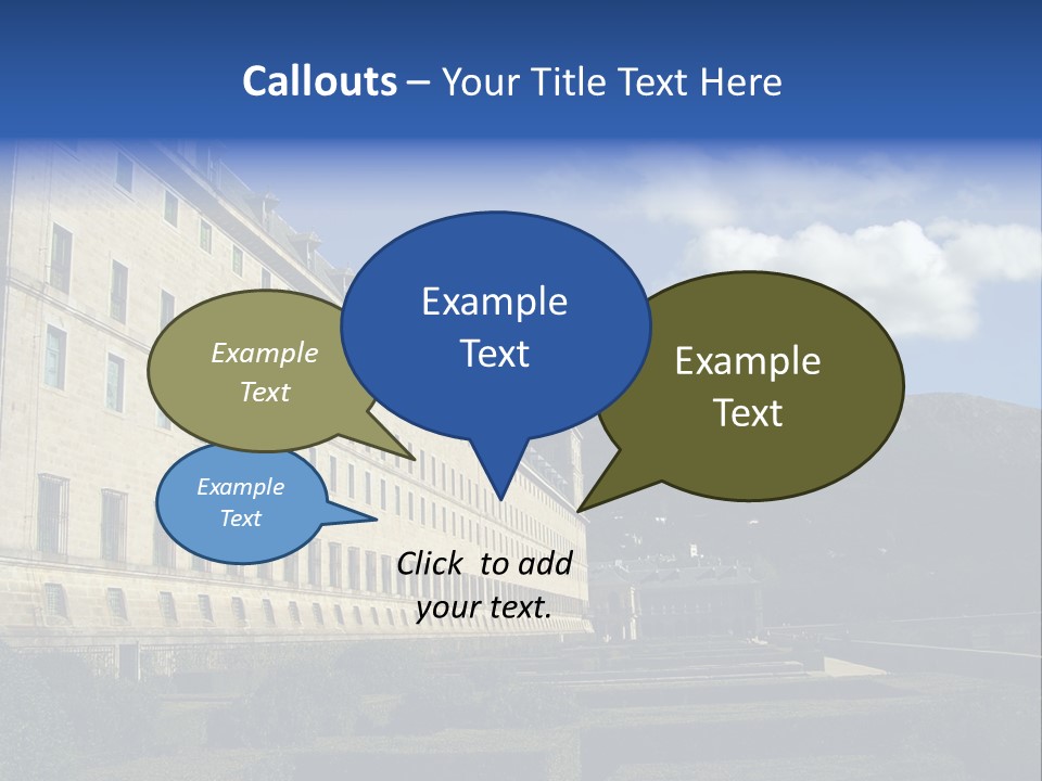 El Escorial Monastery, View From The Garden, Madrid, Spain PowerPoint Template