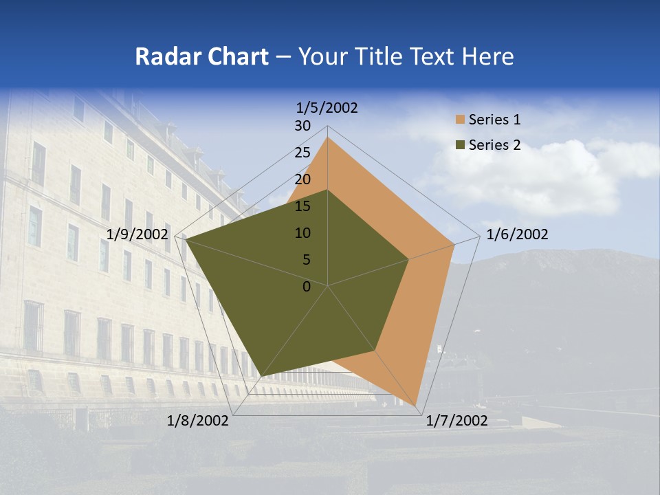 El Escorial Monastery, View From The Garden, Madrid, Spain PowerPoint Template