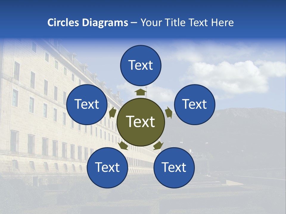 El Escorial Monastery, View From The Garden, Madrid, Spain PowerPoint Template