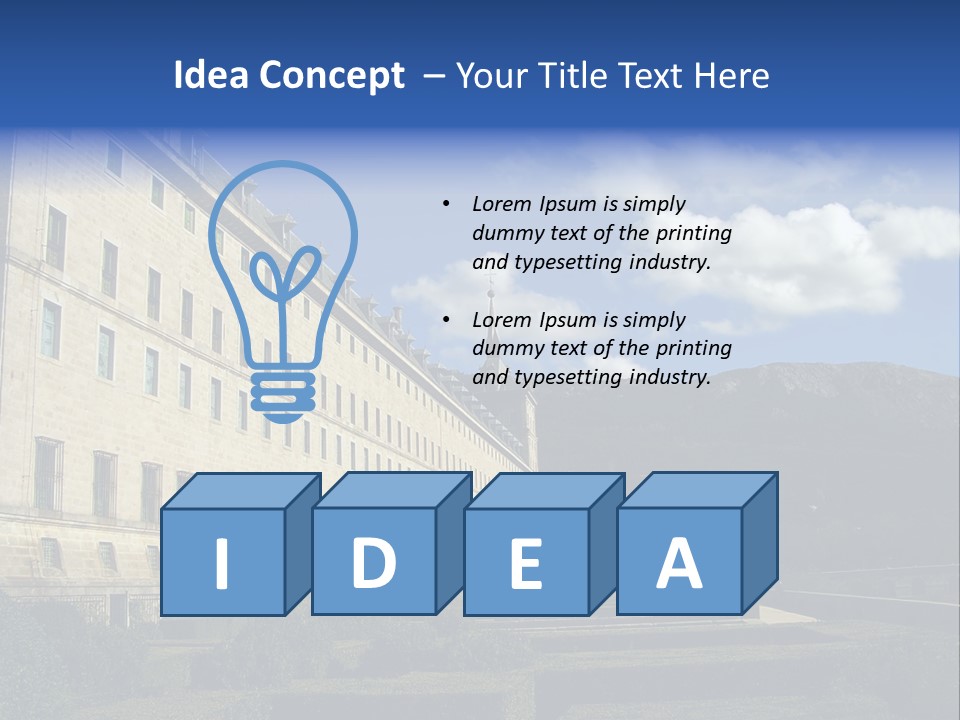 El Escorial Monastery, View From The Garden, Madrid, Spain PowerPoint Template