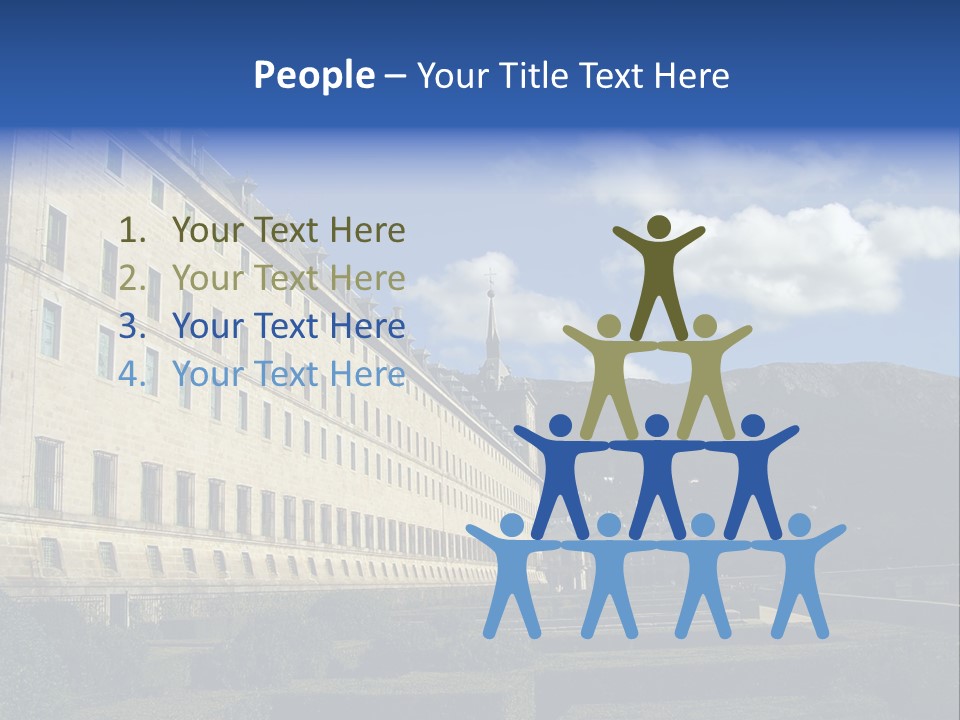 El Escorial Monastery, View From The Garden, Madrid, Spain PowerPoint Template