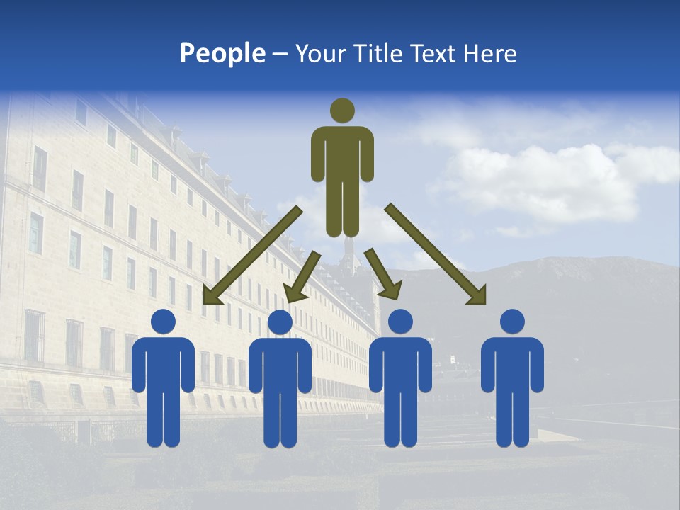 El Escorial Monastery, View From The Garden, Madrid, Spain PowerPoint Template