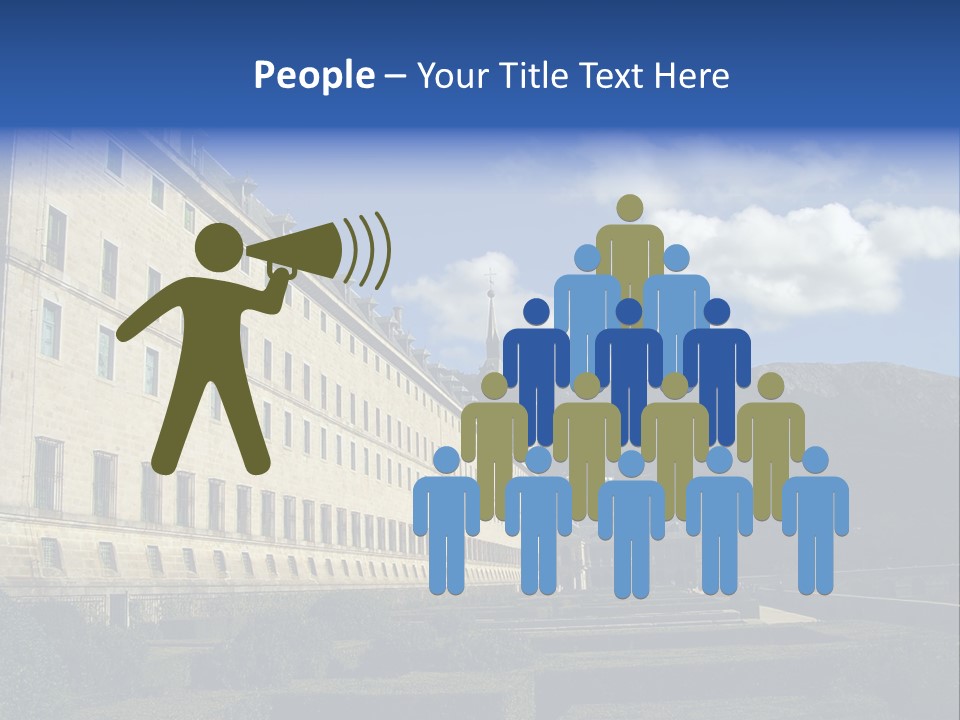 El Escorial Monastery, View From The Garden, Madrid, Spain PowerPoint Template