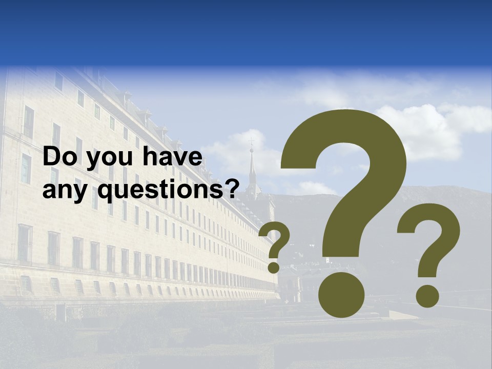 El Escorial Monastery, View From The Garden, Madrid, Spain PowerPoint Template