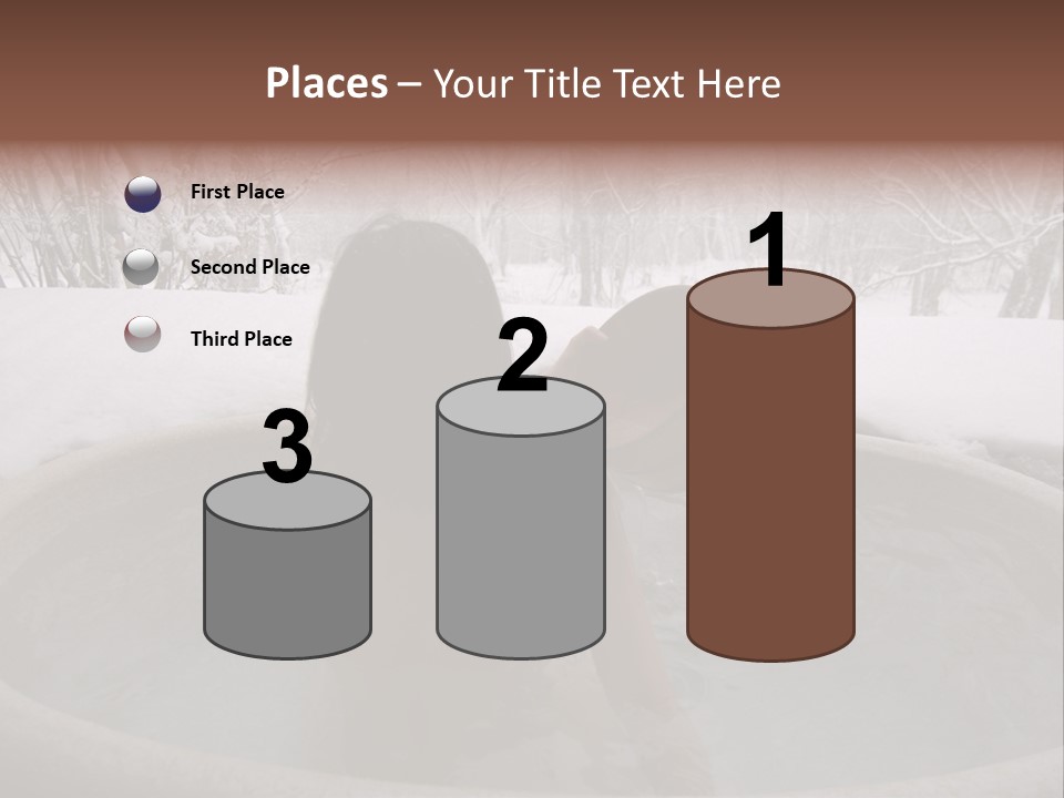 Young Japanese Woman In An Open Air Hot Onsen Bath PowerPoint Template