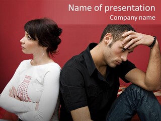 Relationship Difficulties: Young Couple Having A Fight PowerPoint Template