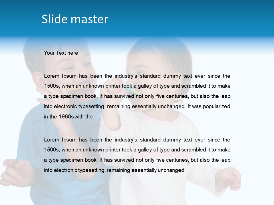 Children With Tooth Brushes PowerPoint Template